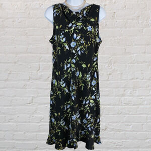 Y2K Vintage black floral sleeveless dress junior's sz 9/10 medium romantic fairy
